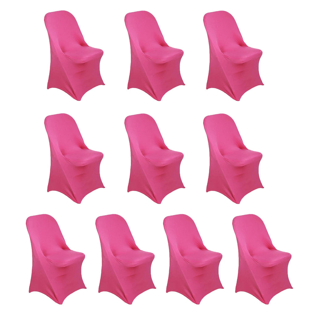 10 Pack Stretch Spandex Chair Covers Fuchsia for Folding Chairs - Durable 160GSM Fitted Slipcovers - Bell Racket Store
