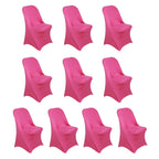 10 Pack Stretch Spandex Chair Covers Fuchsia for Folding Chairs - Durable 160GSM Fitted Slipcovers - Bell Racket Store