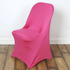 10 Pack Stretch Spandex Chair Covers Fuchsia for Folding Chairs - Durable 160GSM Fitted Slipcovers - Bell Racket Store