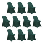 10 Pack Stretch Spandex Chair Covers Hunter Emerald Green for Folding Chairs - Durable 160GSM Fitted Slipcovers - Bell Racket Store