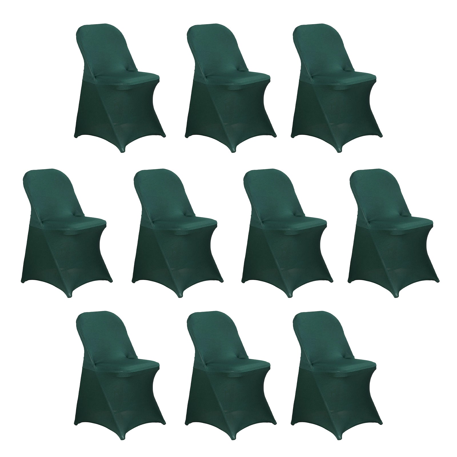 10 Pack Stretch Spandex Chair Covers Hunter Emerald Green for Folding Chairs - Durable 160GSM Fitted Slipcovers - Bell Racket Store