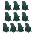 10 Pack Stretch Spandex Chair Covers Hunter Emerald Green for Folding Chairs - Durable 160GSM Fitted Slipcovers - Bell Racket Store