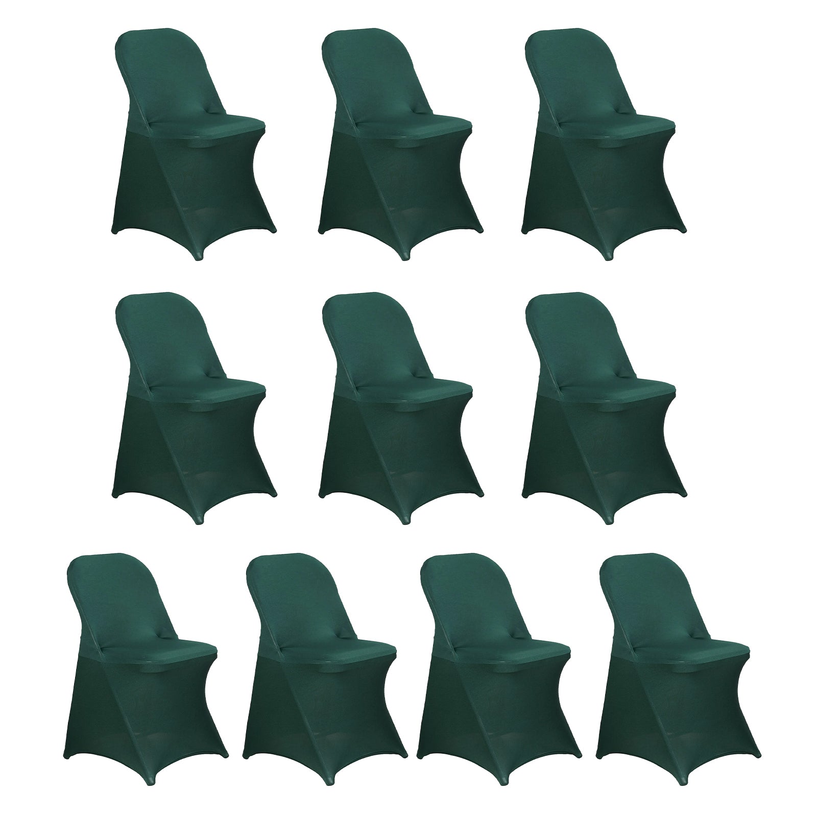 10 Pack Stretch Spandex Chair Covers Hunter Emerald Green for Folding Chairs - Durable 160GSM Fitted Slipcovers - Bell Racket Store