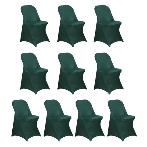 10 Pack Stretch Spandex Chair Covers Hunter Emerald Green for Folding Chairs - Durable 160GSM Fitted Slipcovers - Bell Racket Store