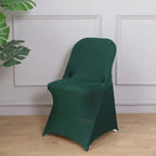 10 Pack Stretch Spandex Chair Covers Hunter Emerald Green for Folding Chairs - Durable 160GSM Fitted Slipcovers - Bell Racket Store