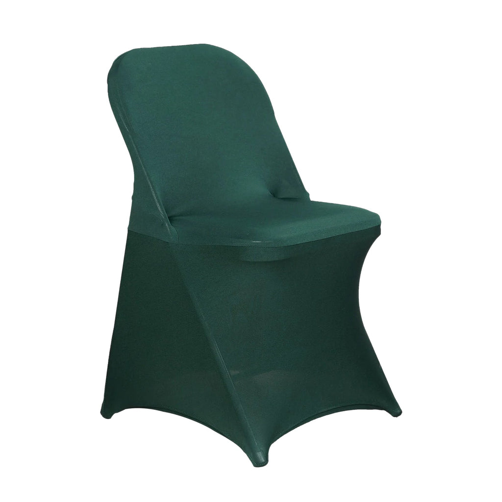 10 Pack Stretch Spandex Chair Covers Hunter Emerald Green for Folding Chairs - Durable 160GSM Fitted Slipcovers - Bell Racket Store