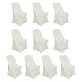 10 Pack Stretch Spandex Chair Covers Ivory for Folding Chairs - Durable 160GSM Fitted Slipcovers - Bell Racket Store