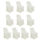 10 Pack Stretch Spandex Chair Covers Ivory for Folding Chairs - Durable 160GSM Fitted Slipcovers - Bell Racket Store