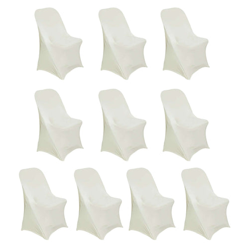 10 Pack Stretch Spandex Chair Covers Ivory for Folding Chairs - Durable 160GSM Fitted Slipcovers - Bell Racket Store