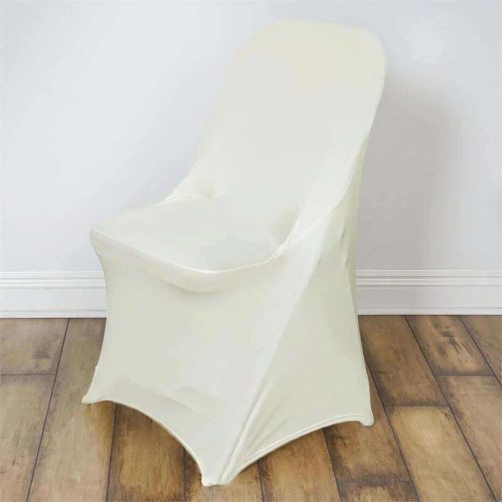 10 Pack Stretch Spandex Chair Covers Ivory for Folding Chairs - Durable 160GSM Fitted Slipcovers - Bell Racket Store