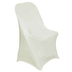 10 Pack Stretch Spandex Chair Covers Ivory for Folding Chairs - Durable 160GSM Fitted Slipcovers - Bell Racket Store