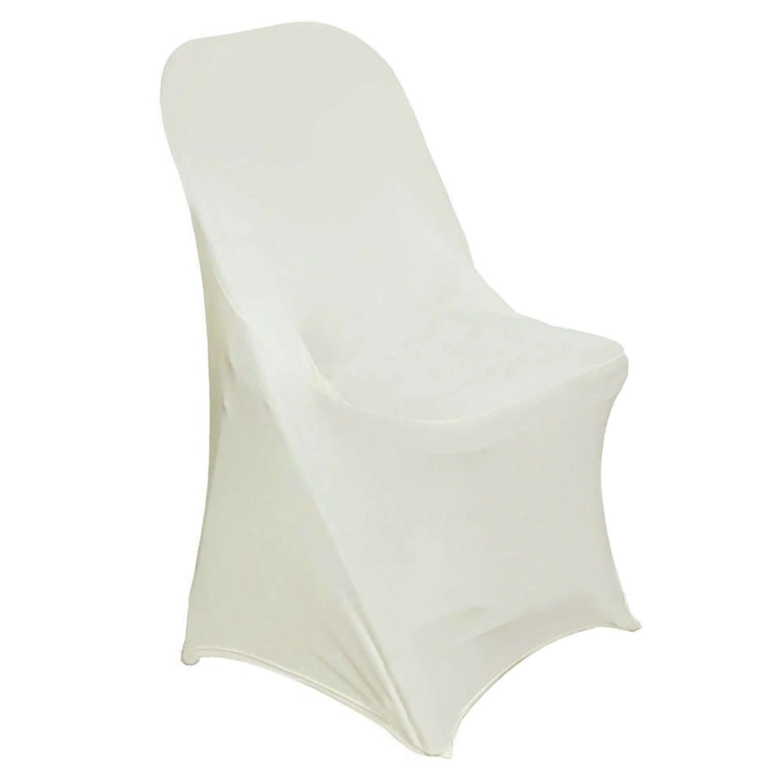 10 Pack Stretch Spandex Chair Covers Ivory for Folding Chairs - Durable 160GSM Fitted Slipcovers - Bell Racket Store