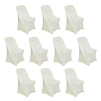 10 Pack Stretch Spandex Chair Covers Ivory for Folding Chairs - Durable 160GSM Fitted Slipcovers - Bell Racket Store