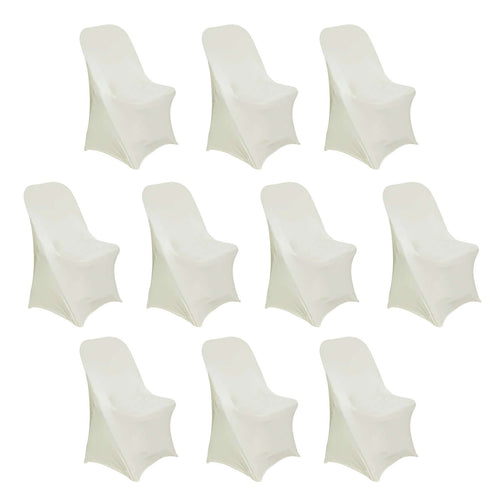 10 Pack Stretch Spandex Chair Covers Ivory for Folding Chairs - Durable 160GSM Fitted Slipcovers - Bell Racket Store