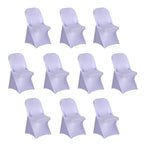 10 Pack Stretch Spandex Chair Covers Lavender Lilac for Folding Chairs - Durable 160GSM Fitted Slipcovers - Bell Racket Store