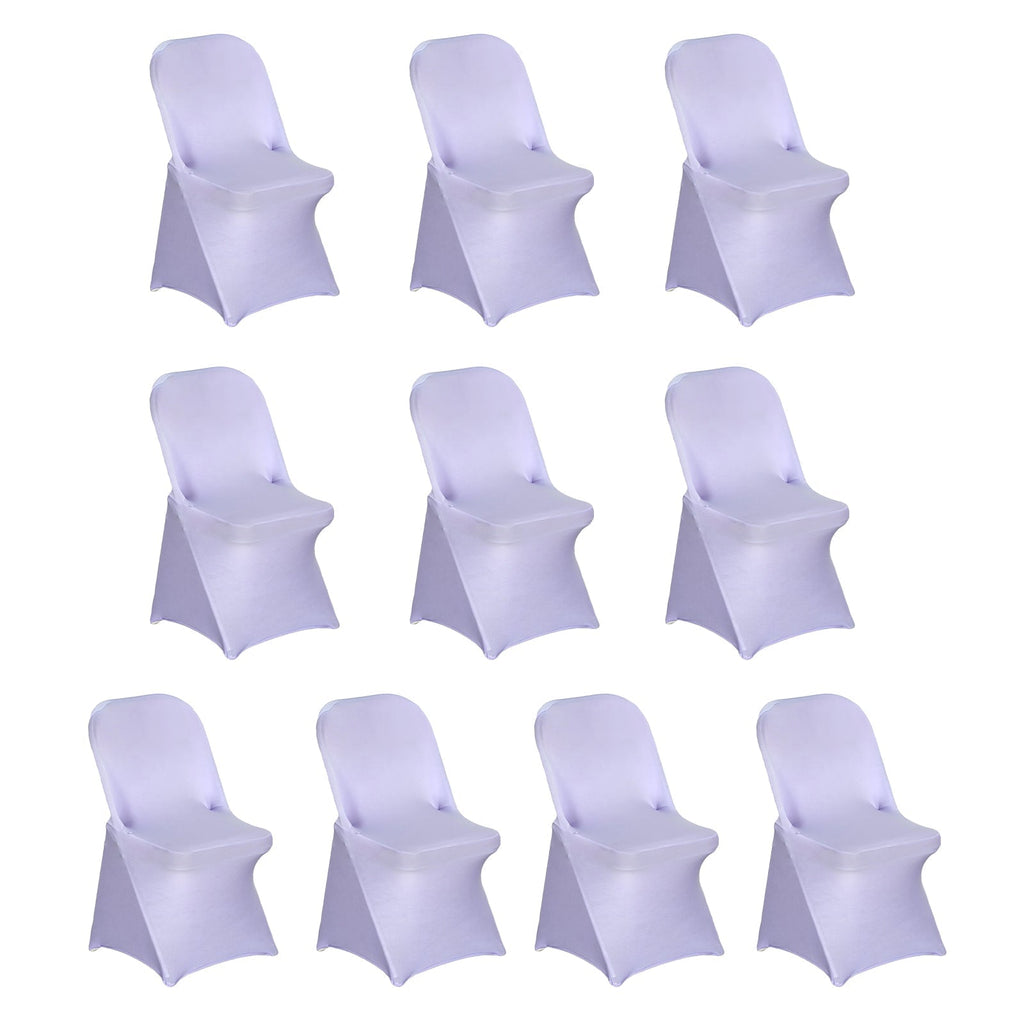 10 Pack Stretch Spandex Chair Covers Lavender Lilac for Folding Chairs - Durable 160GSM Fitted Slipcovers - Bell Racket Store