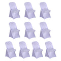 10 Pack Stretch Spandex Chair Covers Lavender Lilac for Folding Chairs - Durable 160GSM Fitted Slipcovers - Bell Racket Store