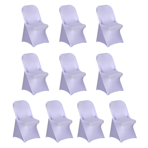 10 Pack Stretch Spandex Chair Covers Lavender Lilac for Folding Chairs - Durable 160GSM Fitted Slipcovers - Bell Racket Store