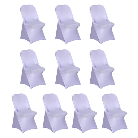 10 Pack Stretch Spandex Chair Covers Lavender Lilac for Folding Chairs - Durable 160GSM Fitted Slipcovers - Bell Racket Store