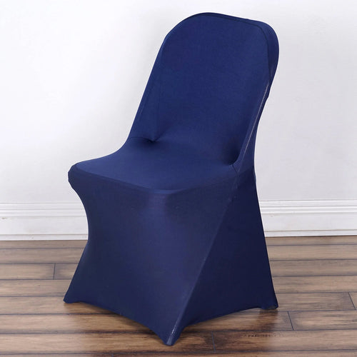 10 Pack Stretch Spandex Chair Covers Navy Blue for Folding Chairs - Durable 160GSM Fitted Slipcovers - Bell Racket Store