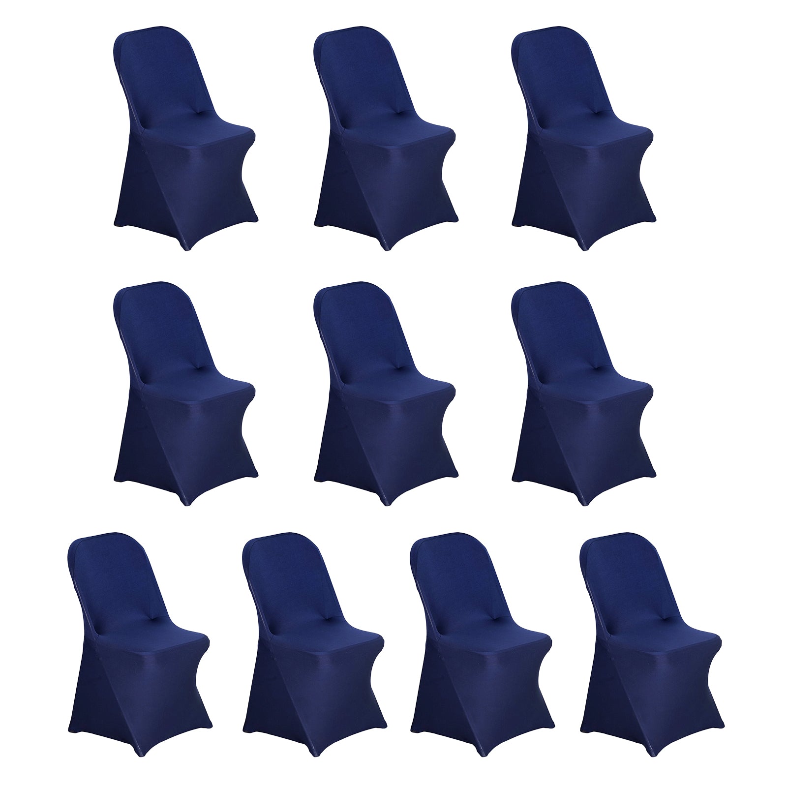 10 Pack Stretch Spandex Chair Covers Navy Blue for Folding Chairs - Durable 160GSM Fitted Slipcovers - Bell Racket Store