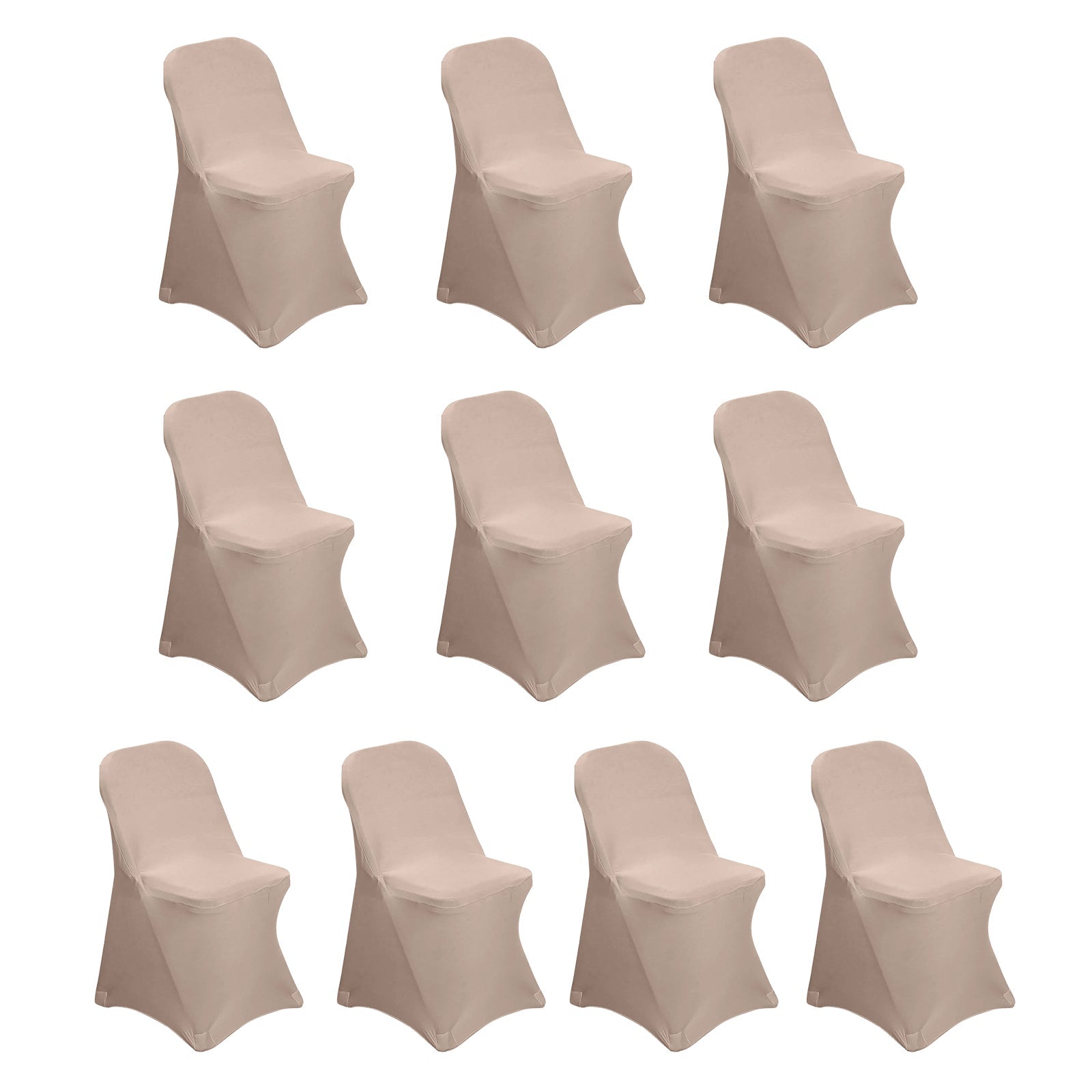 10 Pack Stretch Spandex Chair Covers Nude for Folding Chairs - Durable 160GSM Fitted Slipcovers - Bell Racket Store