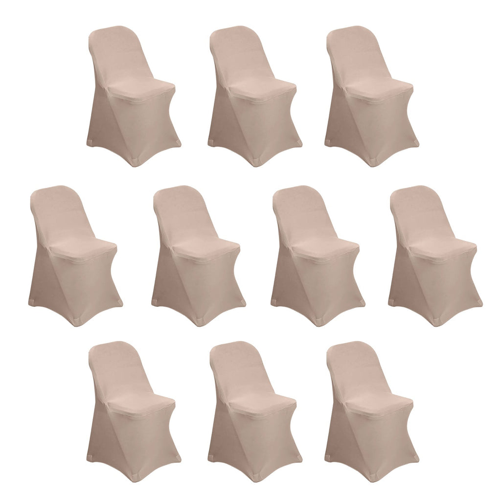 10 Pack Stretch Spandex Chair Covers Nude for Folding Chairs - Durable 160GSM Fitted Slipcovers - Bell Racket Store
