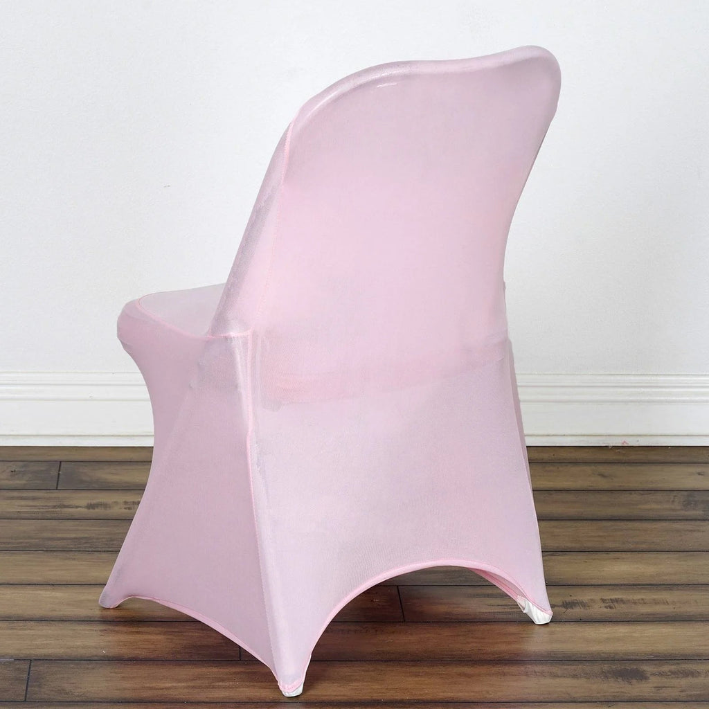 10 Pack Stretch Spandex Chair Covers Pink for Folding Chairs - Durable 160GSM Fitted Slipcovers - Bell Racket Store