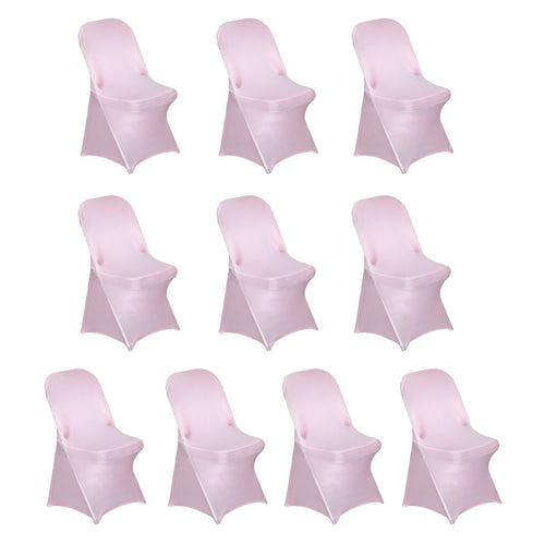 10 Pack Stretch Spandex Chair Covers Pink for Folding Chairs - Durable 160GSM Fitted Slipcovers - Bell Racket Store
