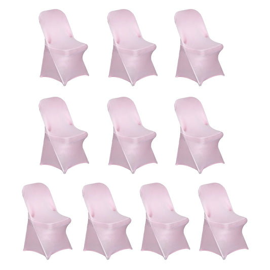 10 Pack Stretch Spandex Chair Covers Pink for Folding Chairs - Durable 160GSM Fitted Slipcovers - Bell Racket Store