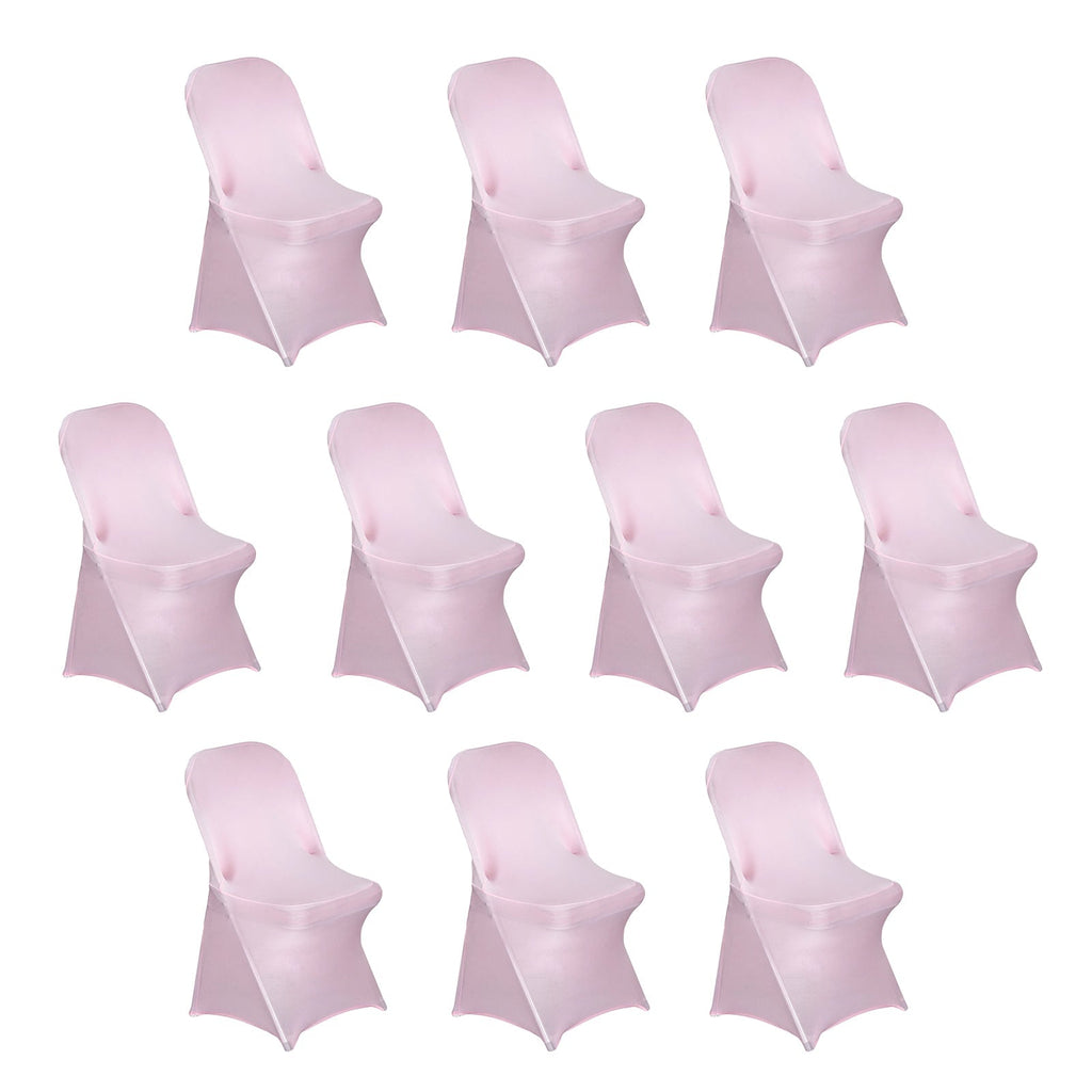 10 Pack Stretch Spandex Chair Covers Pink for Folding Chairs - Durable 160GSM Fitted Slipcovers - Bell Racket Store
