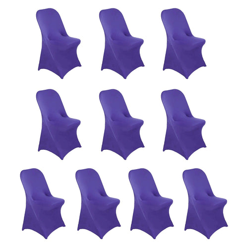 10 Pack Stretch Spandex Chair Covers Purple for Folding Chairs - Durable 160GSM Fitted Slipcovers - Bell Racket Store
