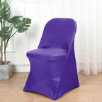 10 Pack Stretch Spandex Chair Covers Purple for Folding Chairs - Durable 160GSM Fitted Slipcovers - Bell Racket Store