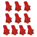 10 Pack Stretch Spandex Chair Covers Red for Folding Chairs - Durable 160GSM Fitted Slipcovers - Bell Racket Store