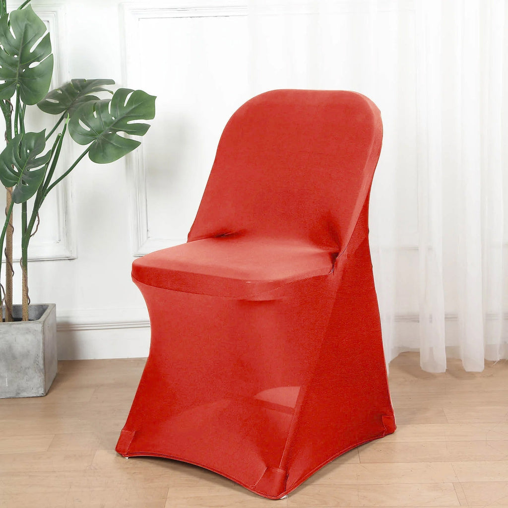10 Pack Stretch Spandex Chair Covers Red for Folding Chairs - Durable 160GSM Fitted Slipcovers - Bell Racket Store