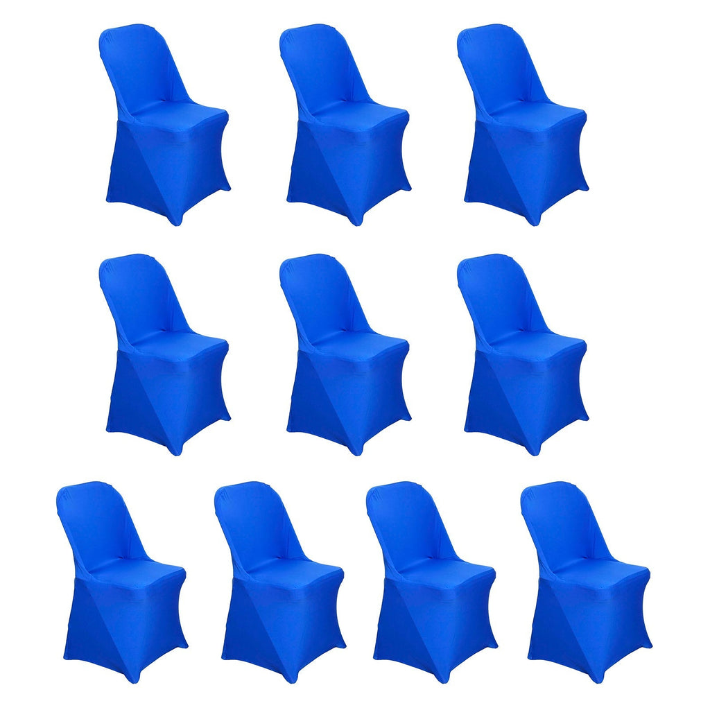 10 Pack Stretch Spandex Chair Covers Royal Blue for Folding Chairs - Durable 160GSM Fitted Slipcovers - Bell Racket Store