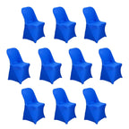 10 Pack Stretch Spandex Chair Covers Royal Blue for Folding Chairs - Durable 160GSM Fitted Slipcovers - Bell Racket Store