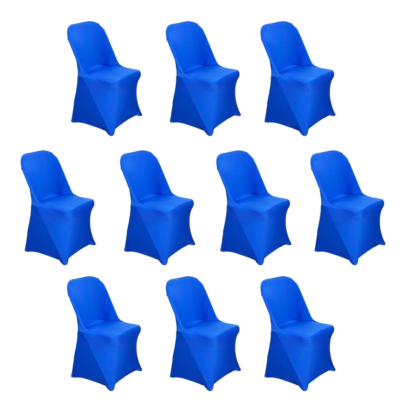 10 Pack Stretch Spandex Chair Covers Royal Blue for Folding Chairs - Durable 160GSM Fitted Slipcovers - Bell Racket Store