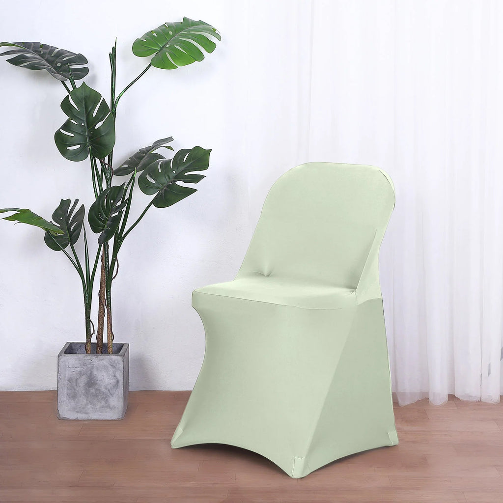 10 Pack Stretch Spandex Chair Covers Sage Green for Folding Chairs - Durable 160GSM Fitted Slipcovers - Bell Racket Store