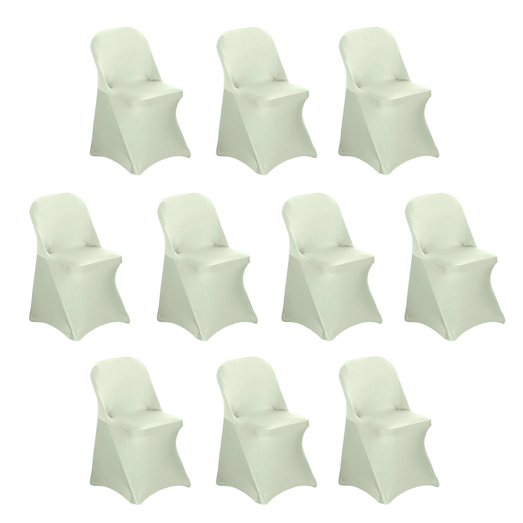 10 Pack Stretch Spandex Chair Covers Sage Green for Folding Chairs - Durable 160GSM Fitted Slipcovers - Bell Racket Store