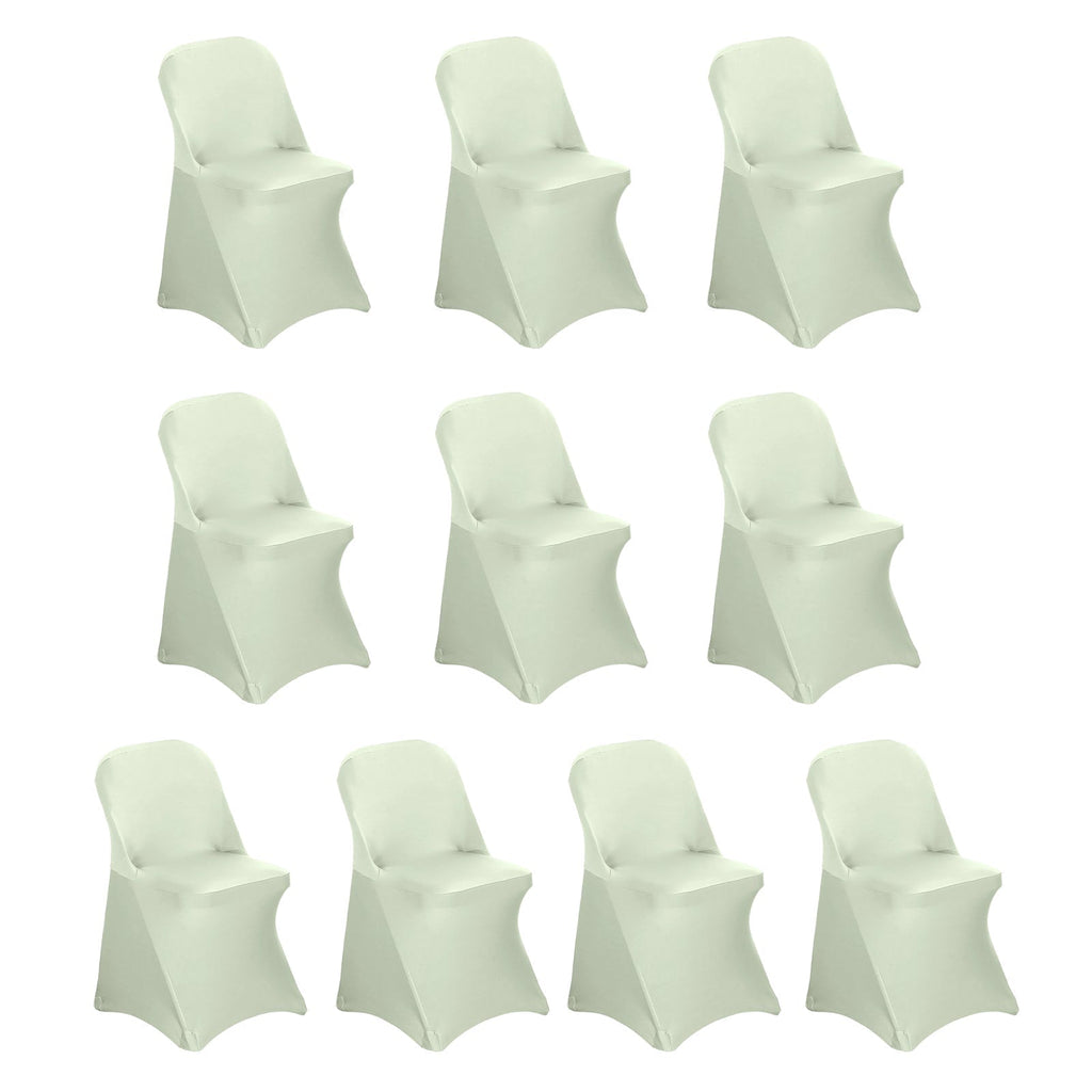 10 Pack Stretch Spandex Chair Covers Sage Green for Folding Chairs - Durable 160GSM Fitted Slipcovers - Bell Racket Store