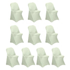 10 Pack Stretch Spandex Chair Covers Sage Green for Folding Chairs - Durable 160GSM Fitted Slipcovers - Bell Racket Store