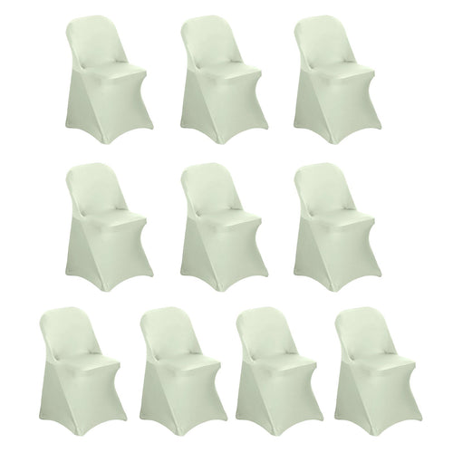 10 Pack Stretch Spandex Chair Covers Sage Green for Folding Chairs - Durable 160GSM Fitted Slipcovers - Bell Racket Store