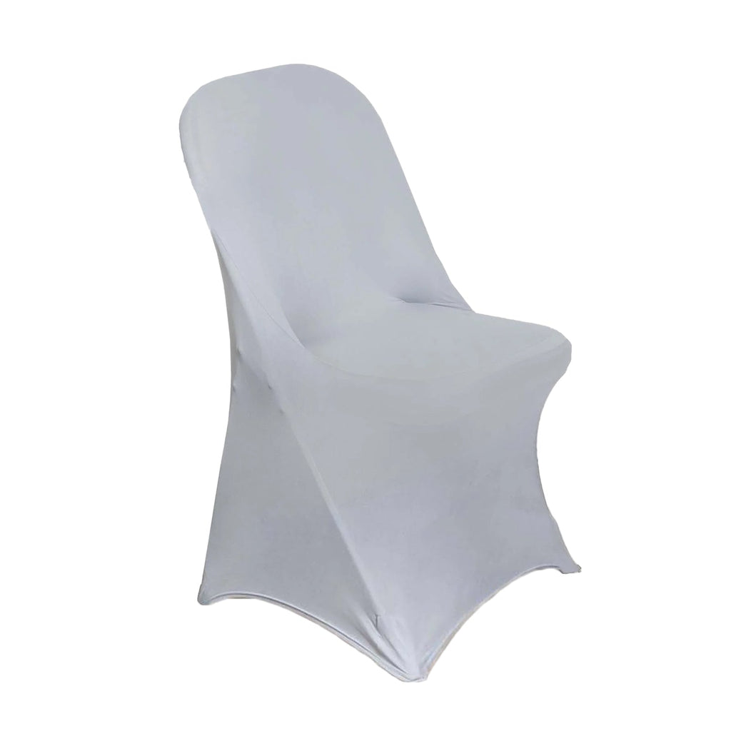 10 Pack Stretch Spandex Chair Covers Silver for Folding Chairs - Durable 160GSM Fitted Slipcovers - Bell Racket Store