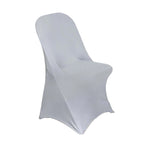 10 Pack Stretch Spandex Chair Covers Silver for Folding Chairs - Durable 160GSM Fitted Slipcovers - Bell Racket Store