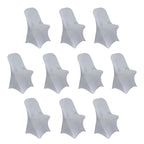 10 Pack Stretch Spandex Chair Covers Silver for Folding Chairs - Durable 160GSM Fitted Slipcovers - Bell Racket Store