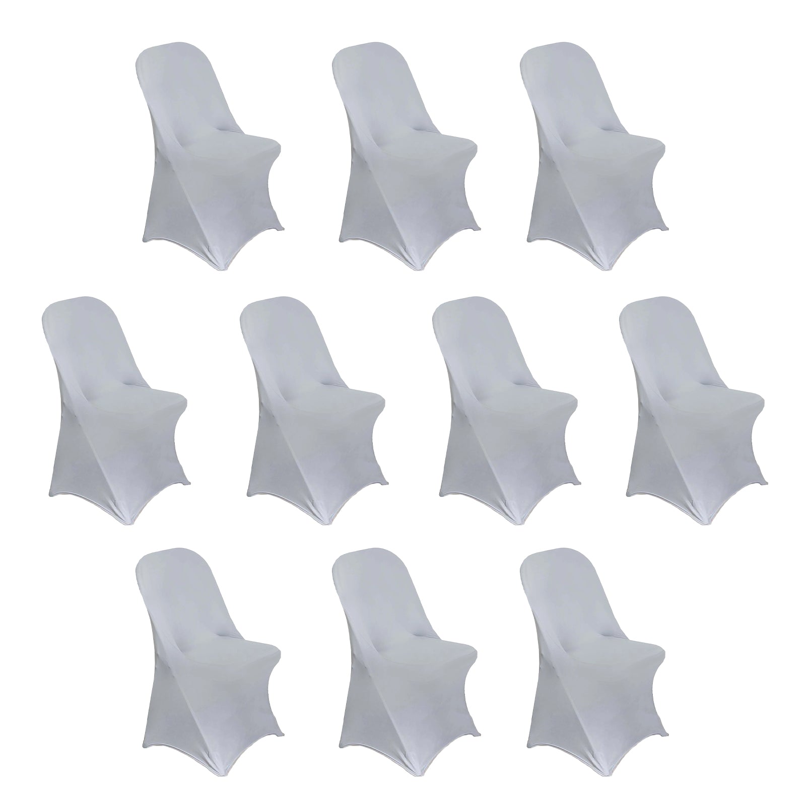 10 Pack Stretch Spandex Chair Covers Silver for Folding Chairs - Durable 160GSM Fitted Slipcovers - Bell Racket Store