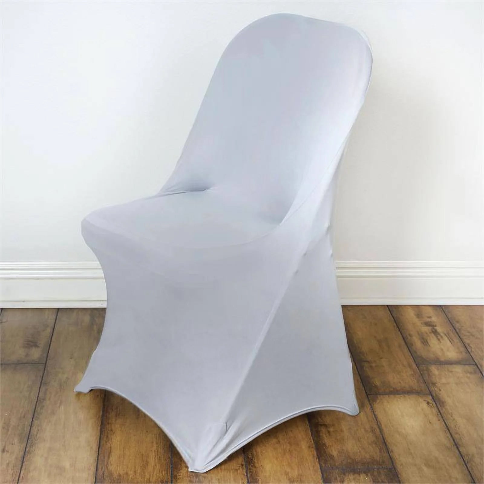 10 Pack Stretch Spandex Chair Covers Silver for Folding Chairs - Durable 160GSM Fitted Slipcovers - Bell Racket Store