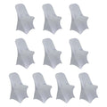 10 Pack Stretch Spandex Chair Covers Silver for Folding Chairs - Durable 160GSM Fitted Slipcovers - Bell Racket Store