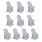 10 Pack Stretch Spandex Chair Covers Silver for Folding Chairs - Durable 160GSM Fitted Slipcovers - Bell Racket Store